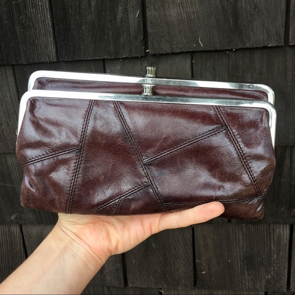 HOBO Handbags - HOBO Lauren large Leather Wallet Kisslocks Brown